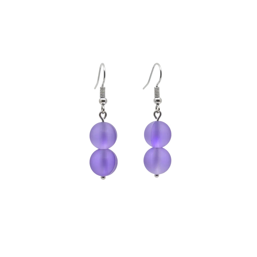 Purple Iridescent Matte Beaded Earrings