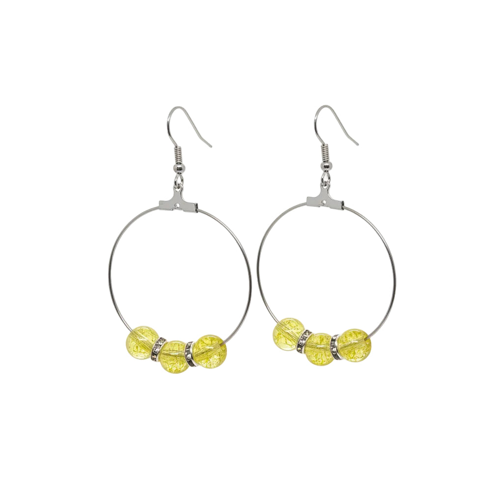 Yellow Crackle Hoop Earring