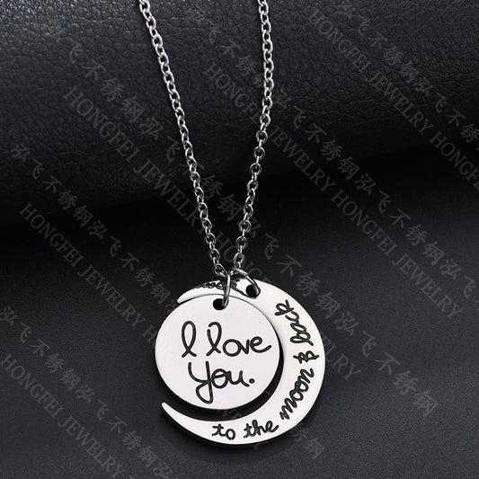 Stainless Steel "I Love You To The Moon And Back" Necklace