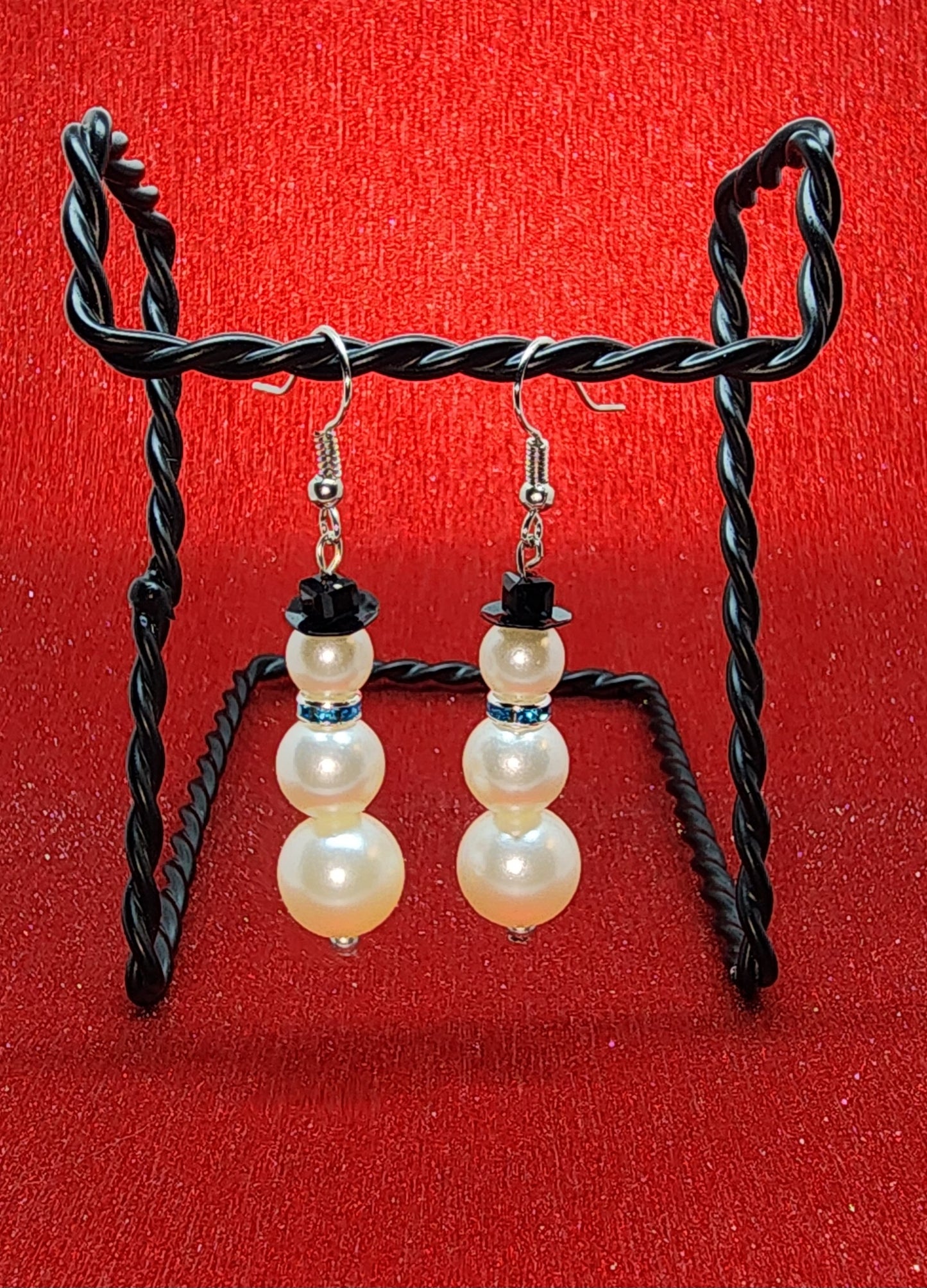 Pearl Snowman Earrings