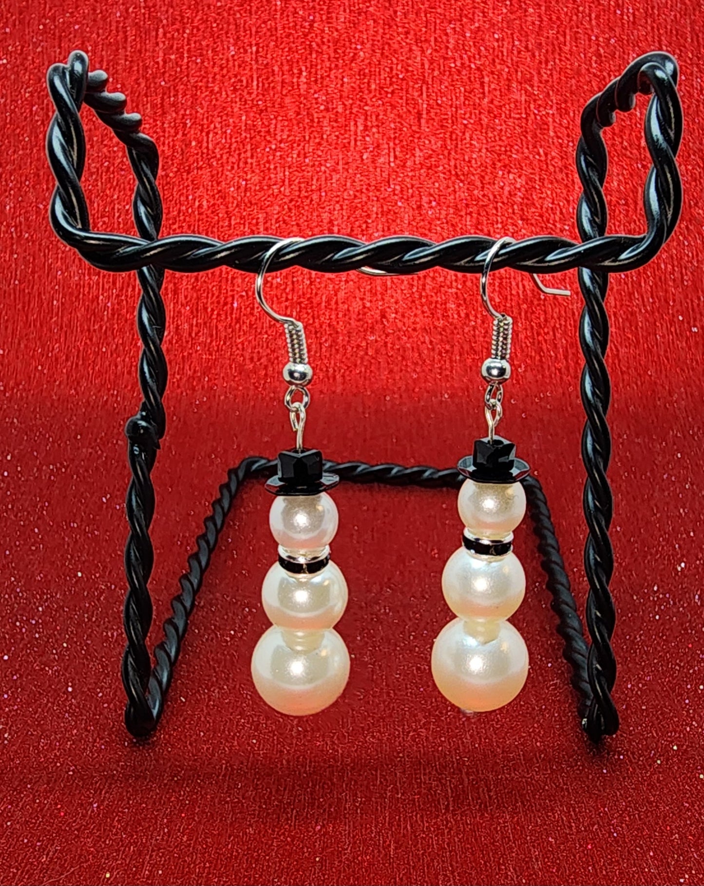 Pearl Snowman Earrings