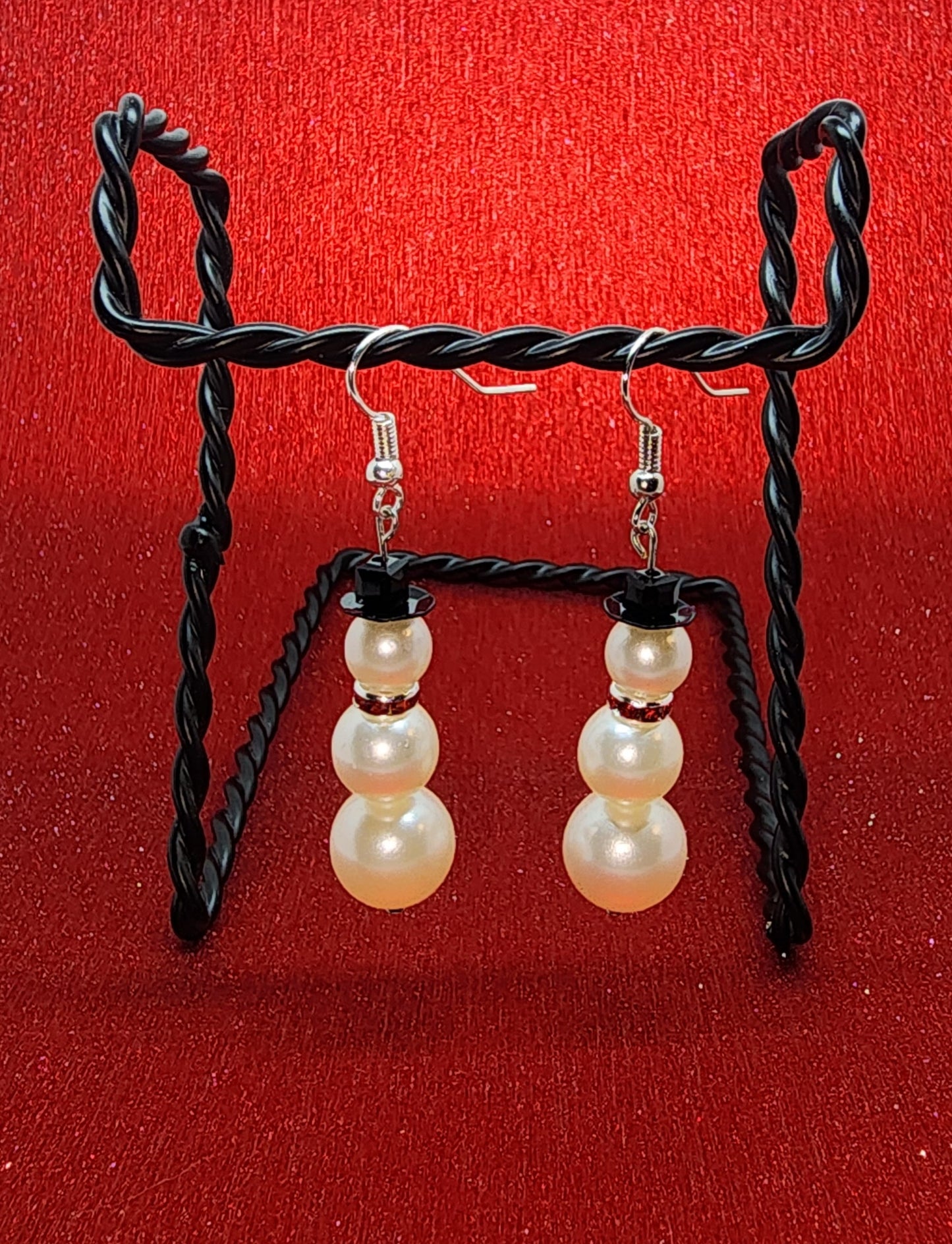 Pearl Snowman Earrings