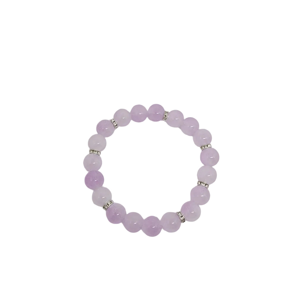 Lavender Bracelet With Rhinestone Spacer
