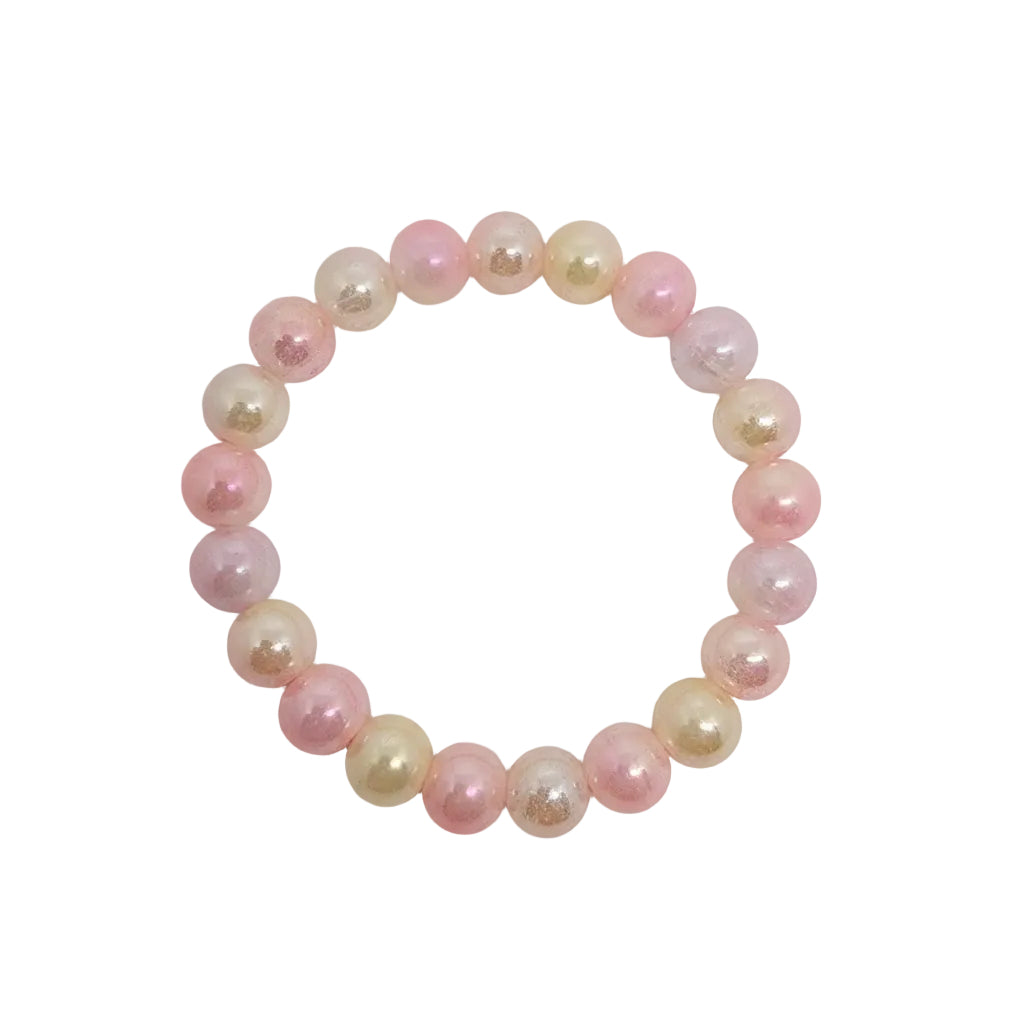 Pink/Multicolored Crackle Stretch Bracelet
