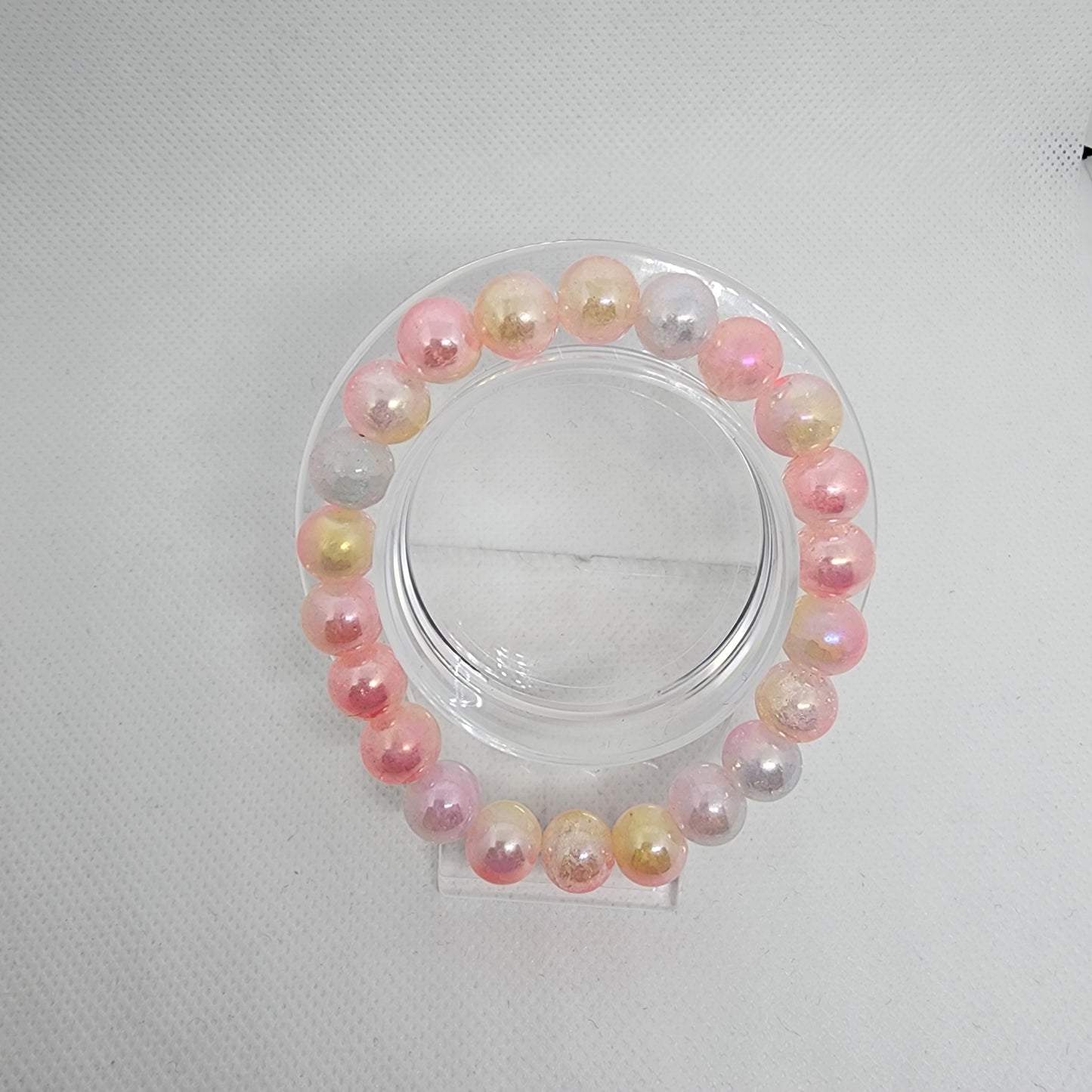 Pink/Multicolored Crackle Stretch Bracelet