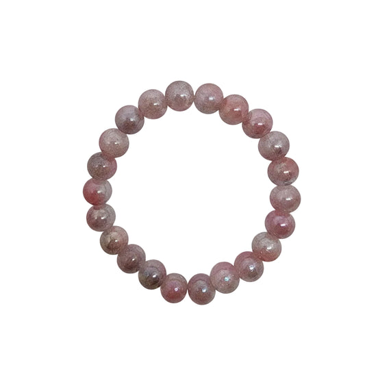 Rose/Multicolored Crackle Bead Stretch Bracelet