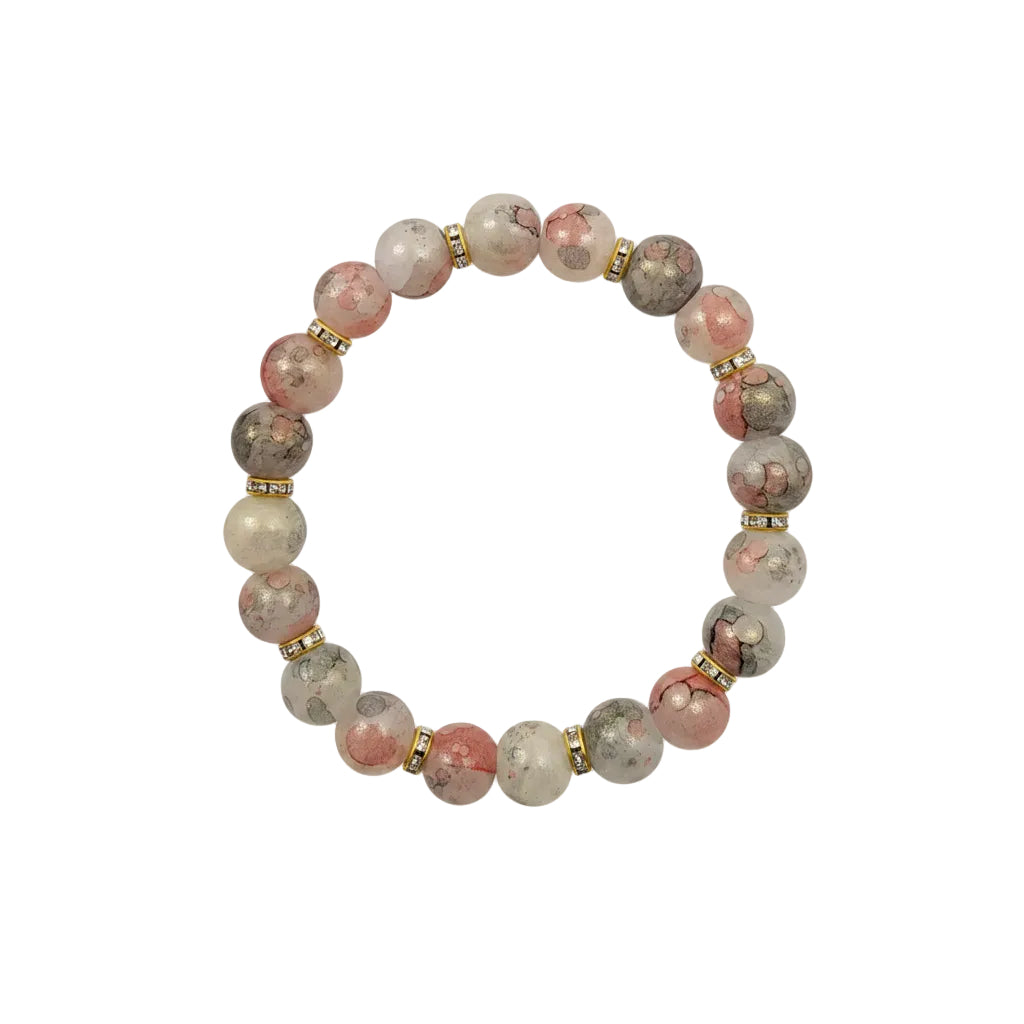Peach/Beige Marble Stretch Bracelet