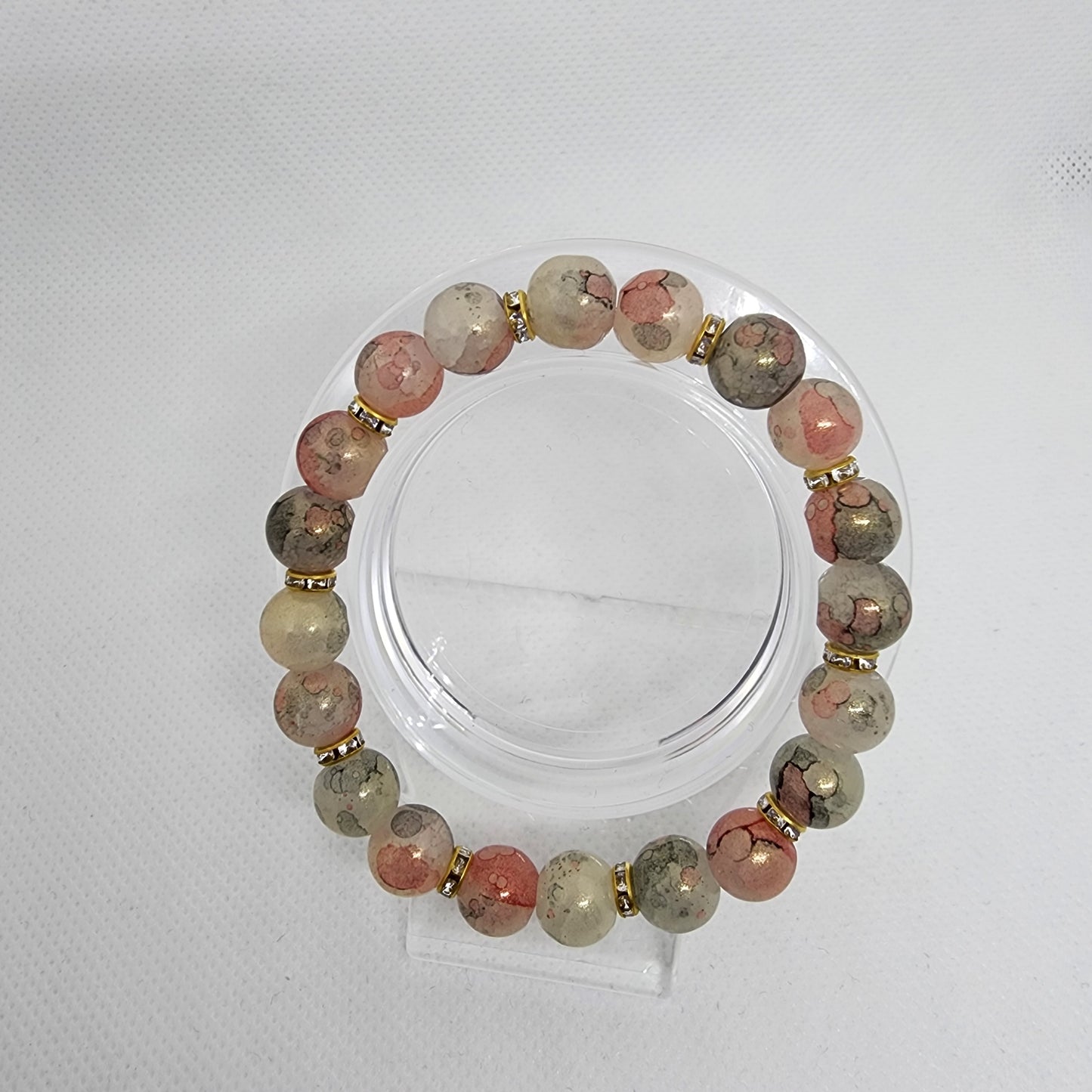 Peach/Beige Marble Stretch Bracelet