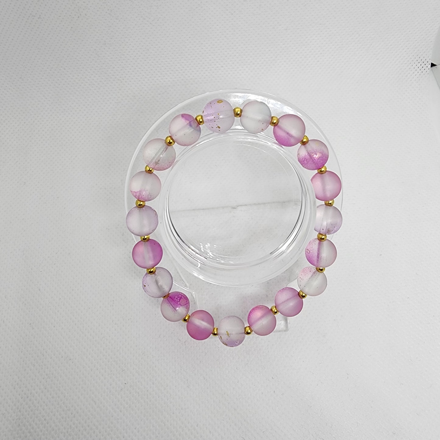 Pink/Gold Matte Stretch Bracelet