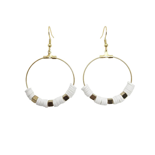 White Polymer Clay Hoop Earrings