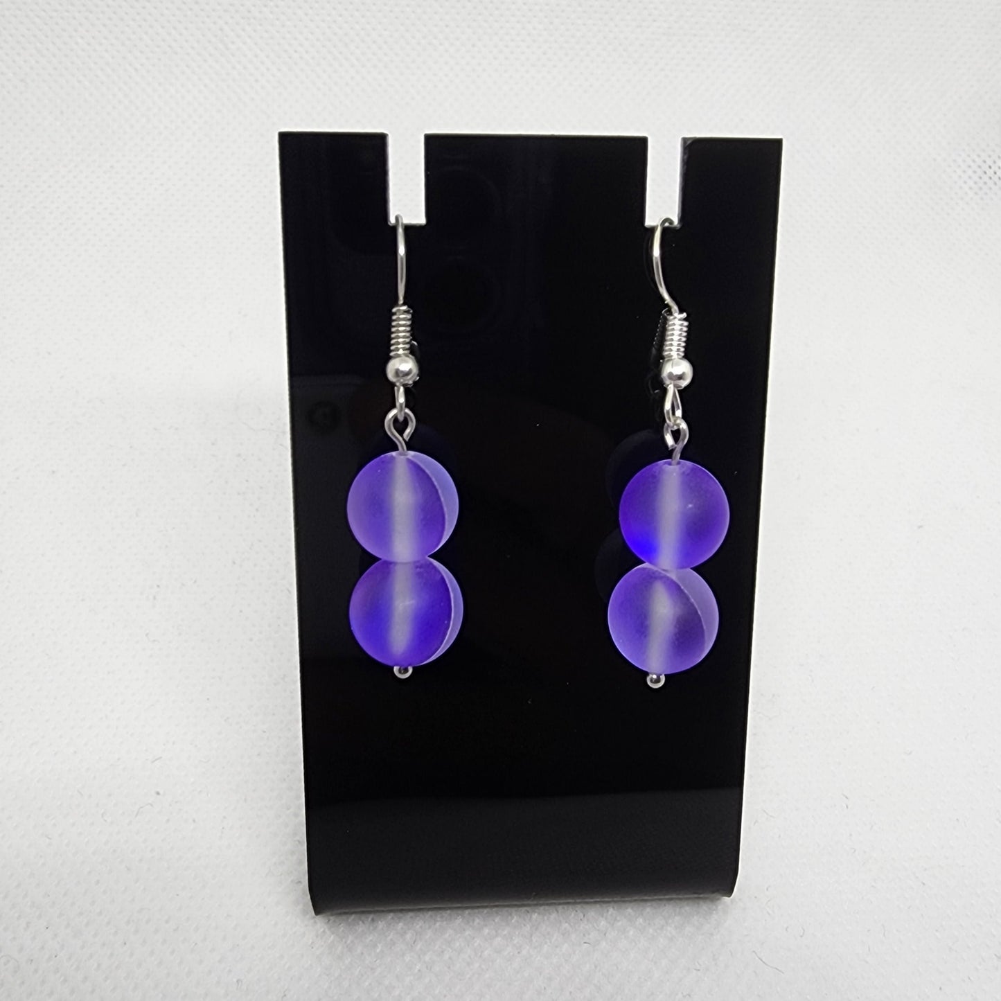 Purple Iridescent Matte Beaded Earrings