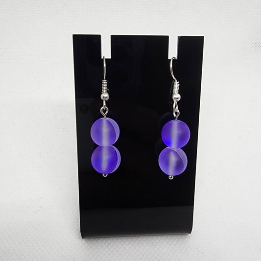 Purple Iridescent Matte Beaded Earrings