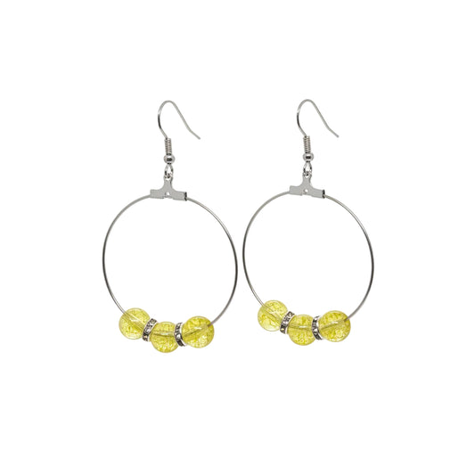 Yellow Crackle Hoop Earring