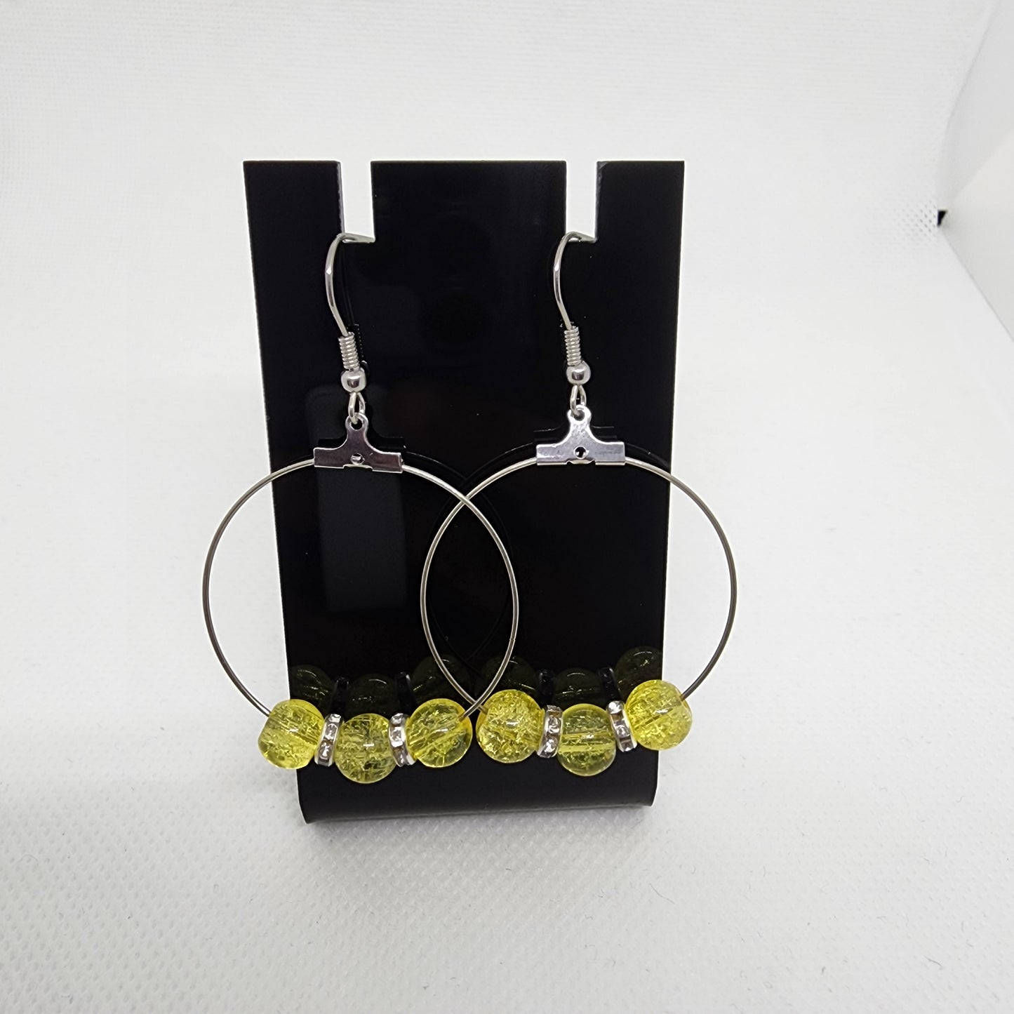 Yellow Crackle Hoop Earring