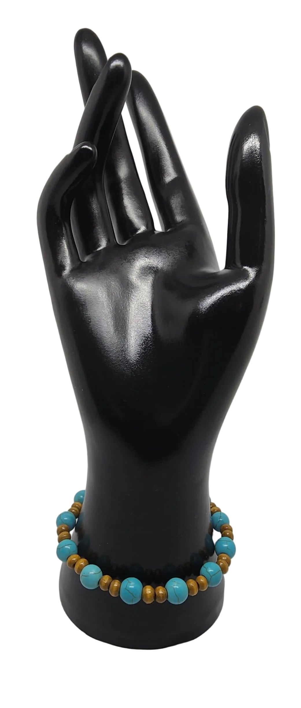 Turquoise/Wood Stretch Bracelet