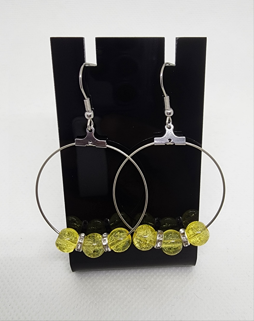 Yellow Crackle Hoop Earring