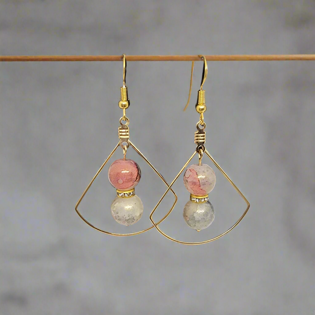 Peach and Beige Marble Earring