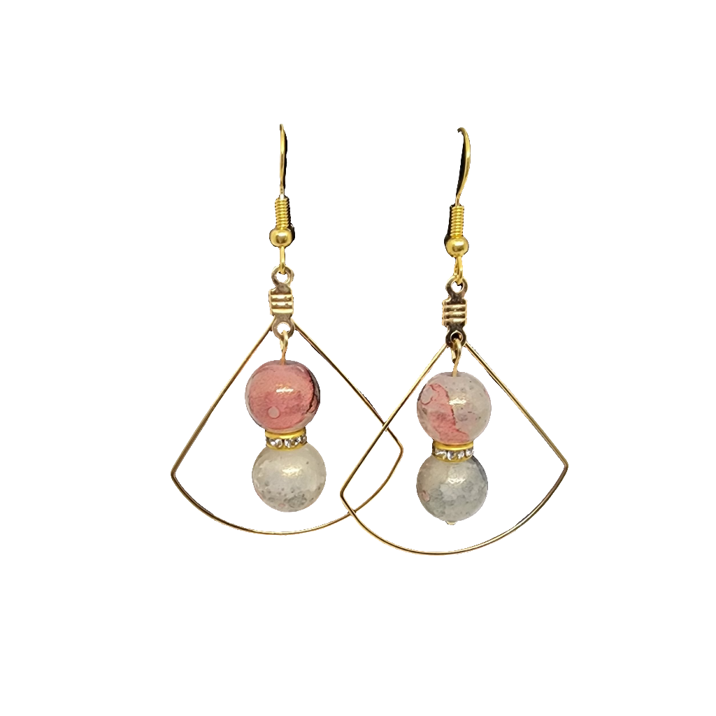 Peach and Beige Marble Earring