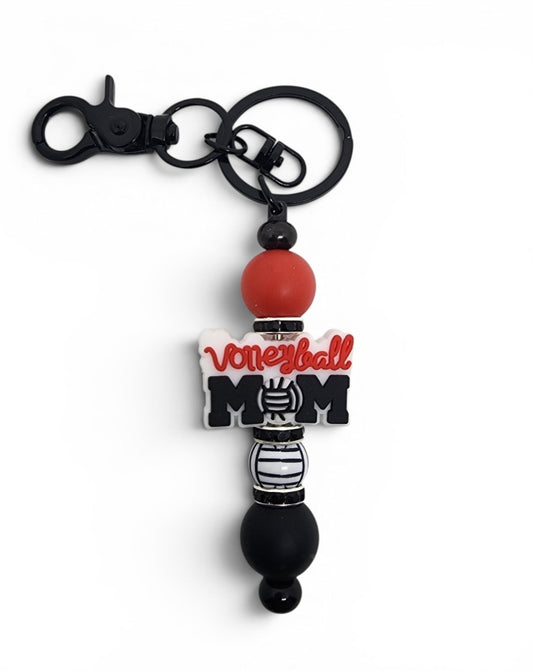 Beaded Volleyball Mom Keychain