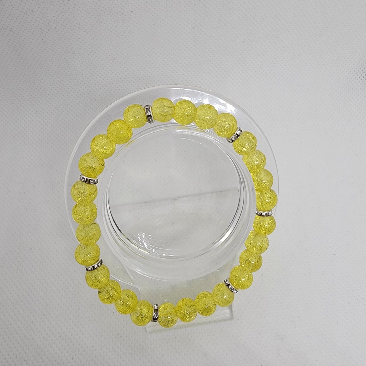 Yellow Crackle Beaded Stretch Bracelet