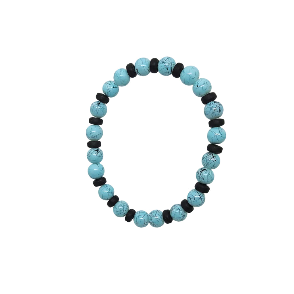 Turquoise and Black Stretch Bracelet