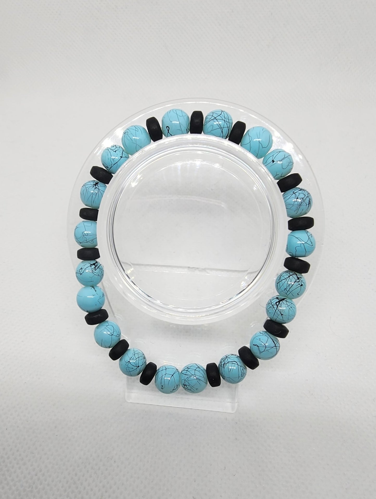 Turquoise and Black Stretch Bracelet