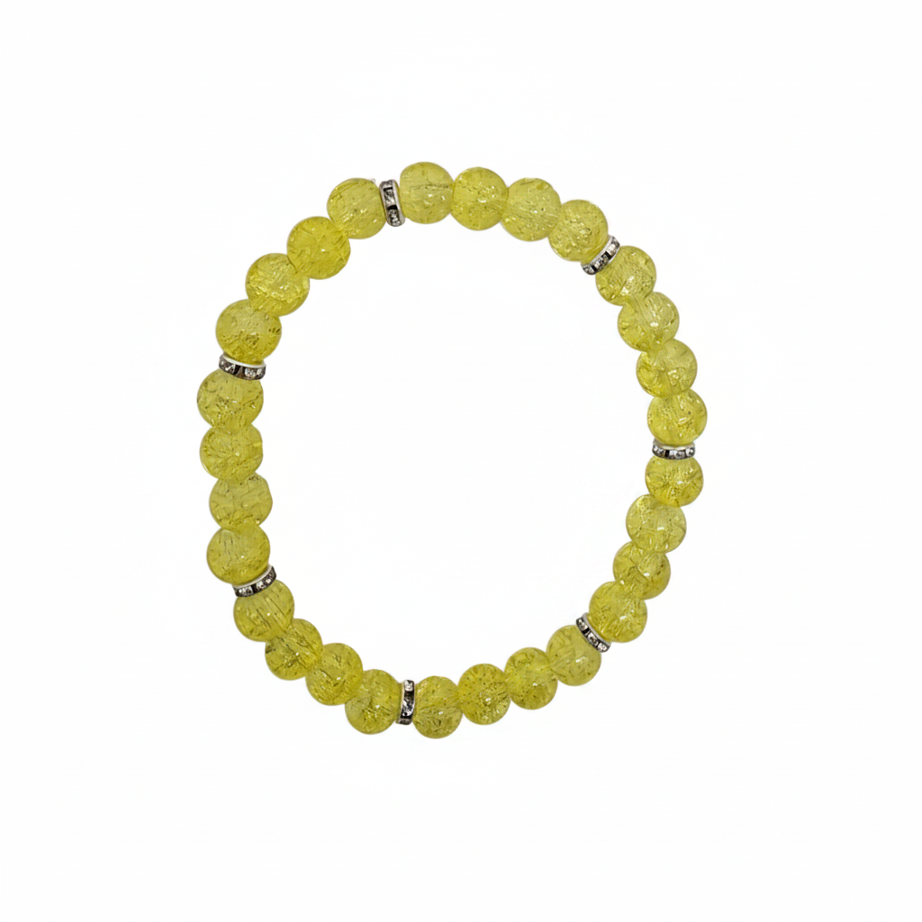 Yellow Crackle Beaded Stretch Bracelet
