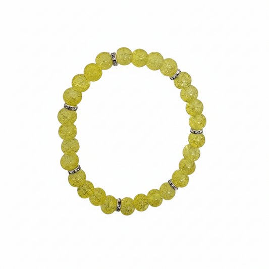 Yellow Crackle Beaded Stretch Bracelet