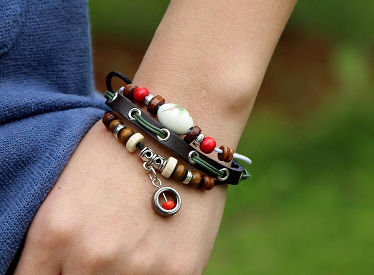 Leather Beaded Bracelet