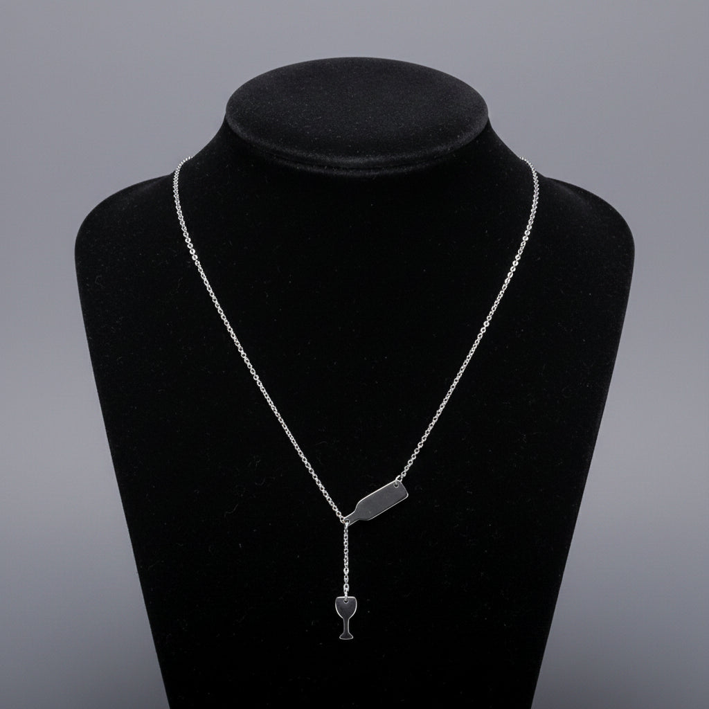 Stainless Steel Wine Glass Pendant Necklace