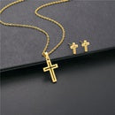 Titanium Steel Hollow Cross Earrings/Necklace Set