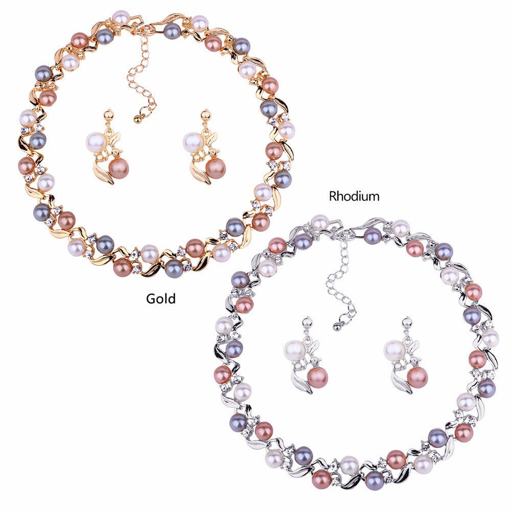 Alloy Pearl Beaded Necklace and Earring Set