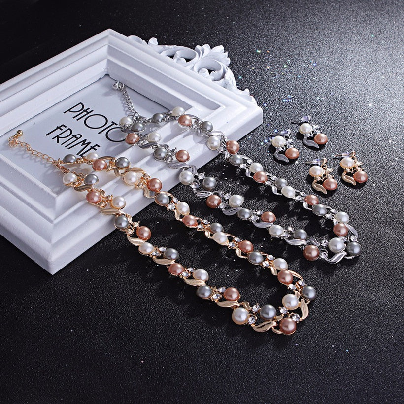 Alloy Pearl Beaded Necklace and Earring Set