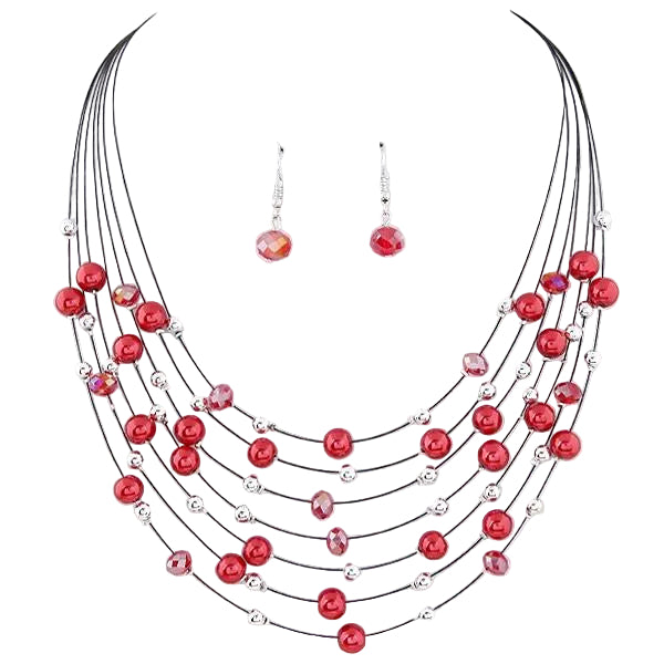 Multi-Layered Beaded Necklace Set