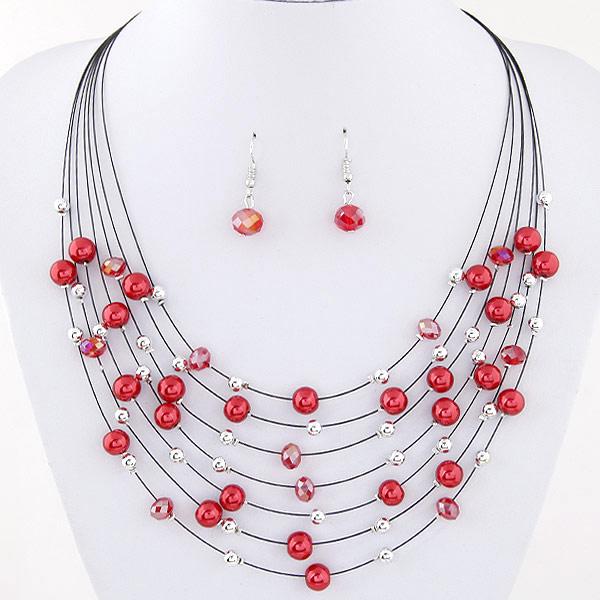 Multi-Layered Beaded Necklace Set