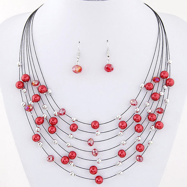 Multi-Layered Beaded Necklace Set