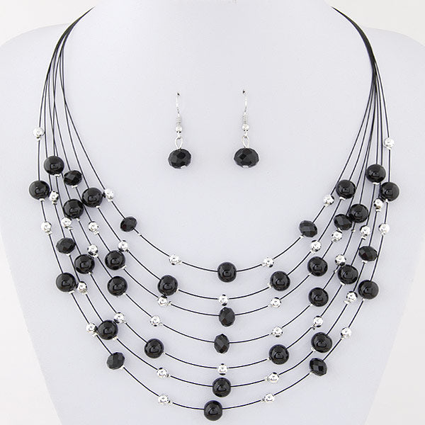 Multi-Layered Beaded Necklace Set