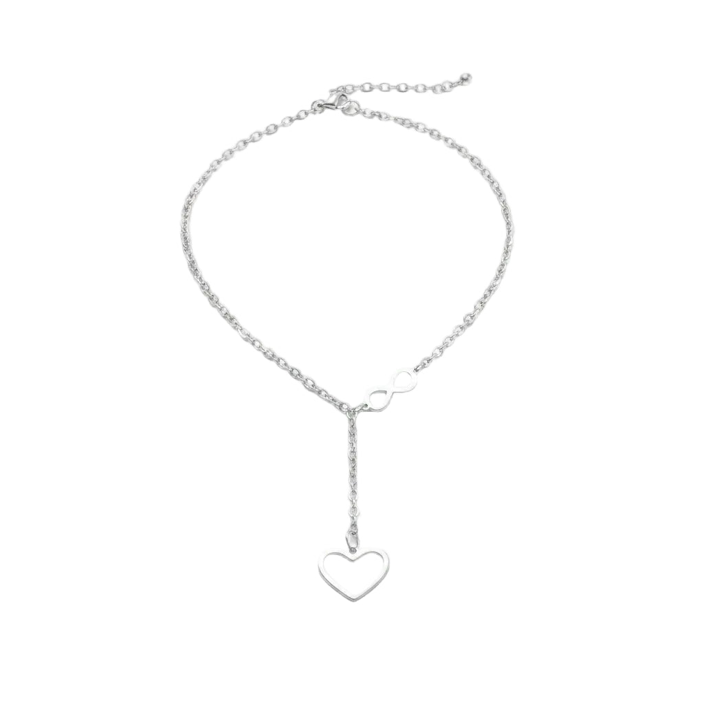Titanium Steel Heart Pendant Necklace With Infinity Charm