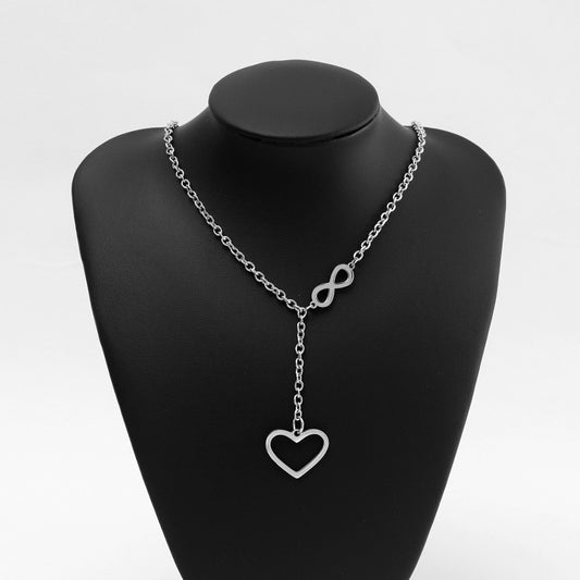 Titanium Steel Heart Pendant Necklace With Infinity Charm