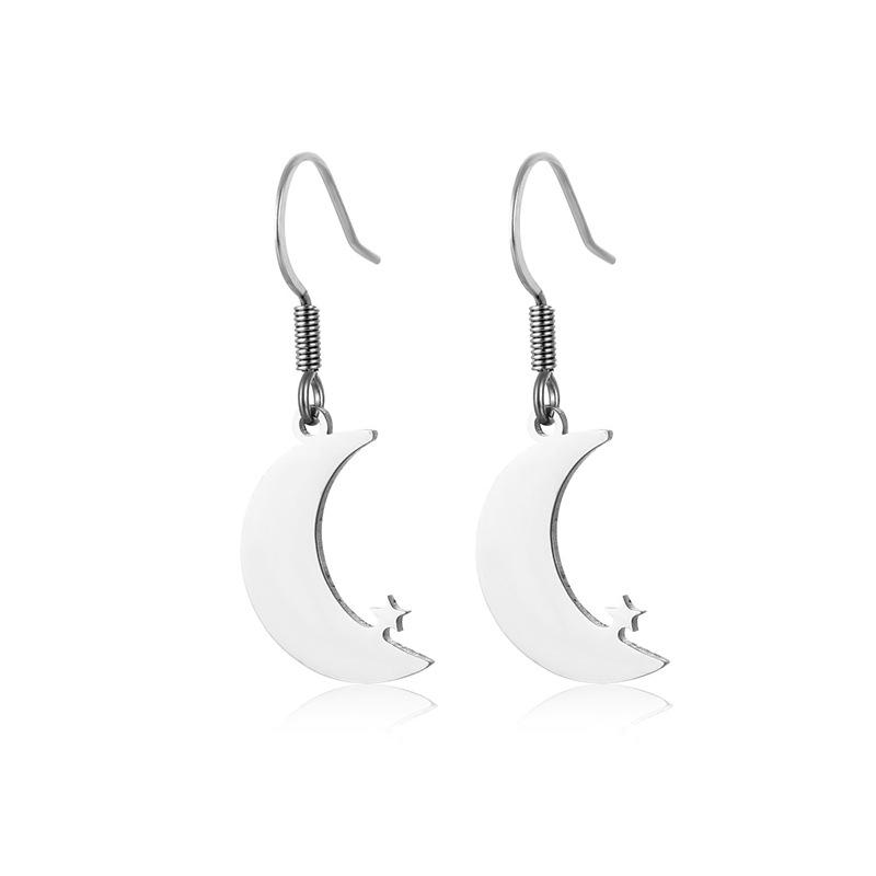 Stainless Steel Moon and Star Earrings