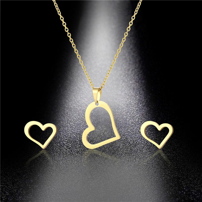 Stainless Steel Heart-shaped Necklace Set