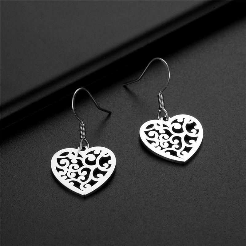 Stainless Steel Heart-Shaped Earrings