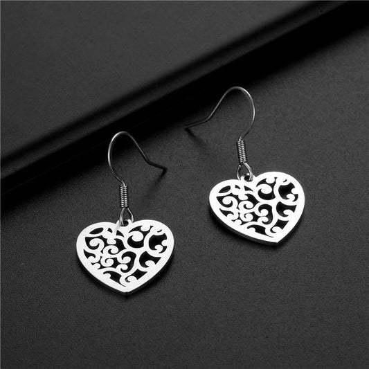 Stainless Steel Heart-Shaped Earrings