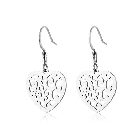 Stainless Steel Heart-Shaped Earrings