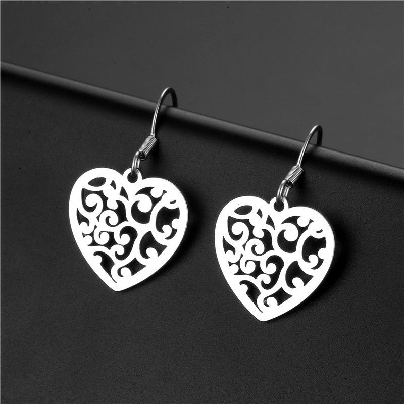 Stainless Steel Heart-Shaped Earrings