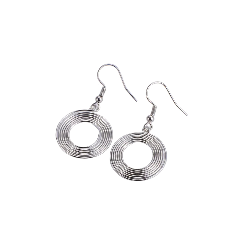 Stainless Steel Round Spring Earrings