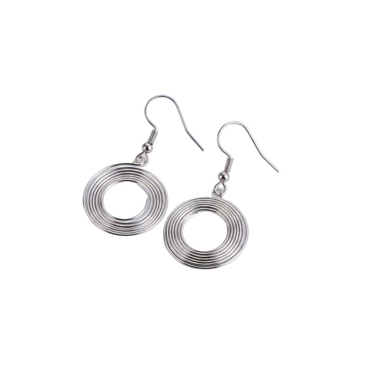 Stainless Steel Round Spring Earrings