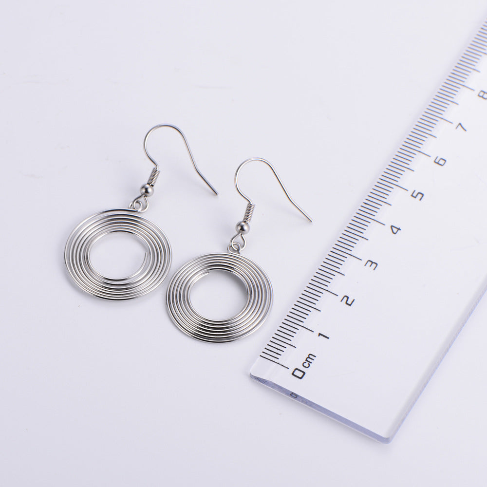 Stainless Steel Round Spring Earrings