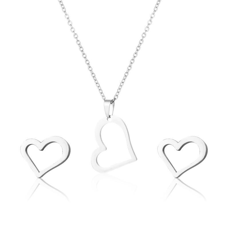 Stainless Steel Heart-shaped Necklace Set