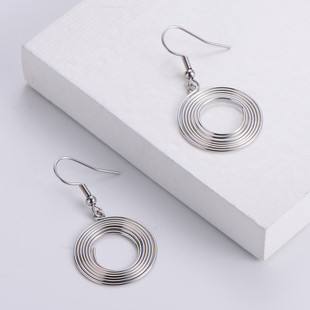 Stainless Steel Round Spring Earrings